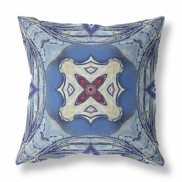Palacedesigns 18 in. Geo Tribal Indoor & Outdoor Throw Pillow Blue & Cream PA3099471